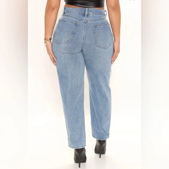 NWT [Fashion Nova] 90's Flashback Tapered Jeans - Medium Blue Wash Women’s Sz 7 - Picture 5 of 8